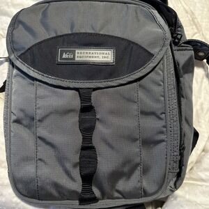REI Crossbody Backpack Bag Purse Outdoor Hiking Nylon Gray with Zip Top Pockets